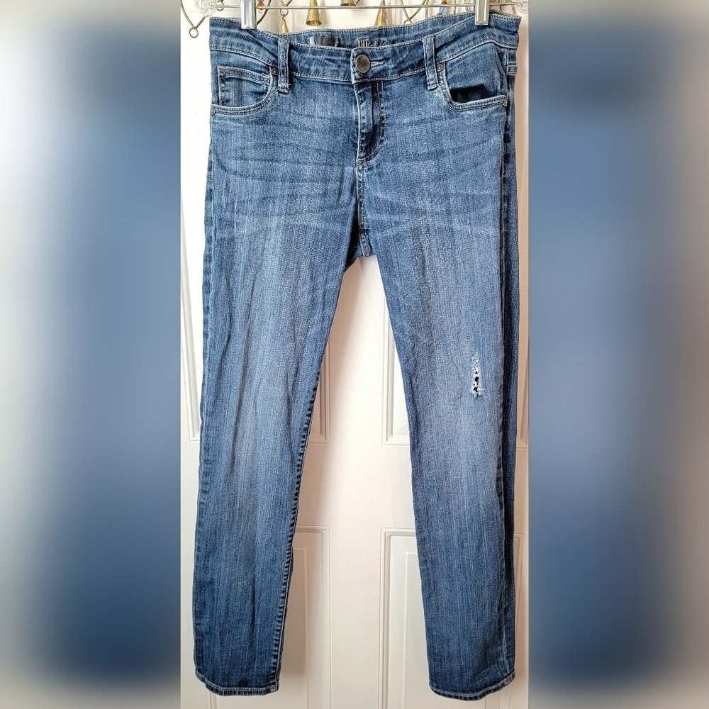 Kut from the Kloth Catherine Boyfriend Jeans Womens 6 Med Wash Distressed Low Ri